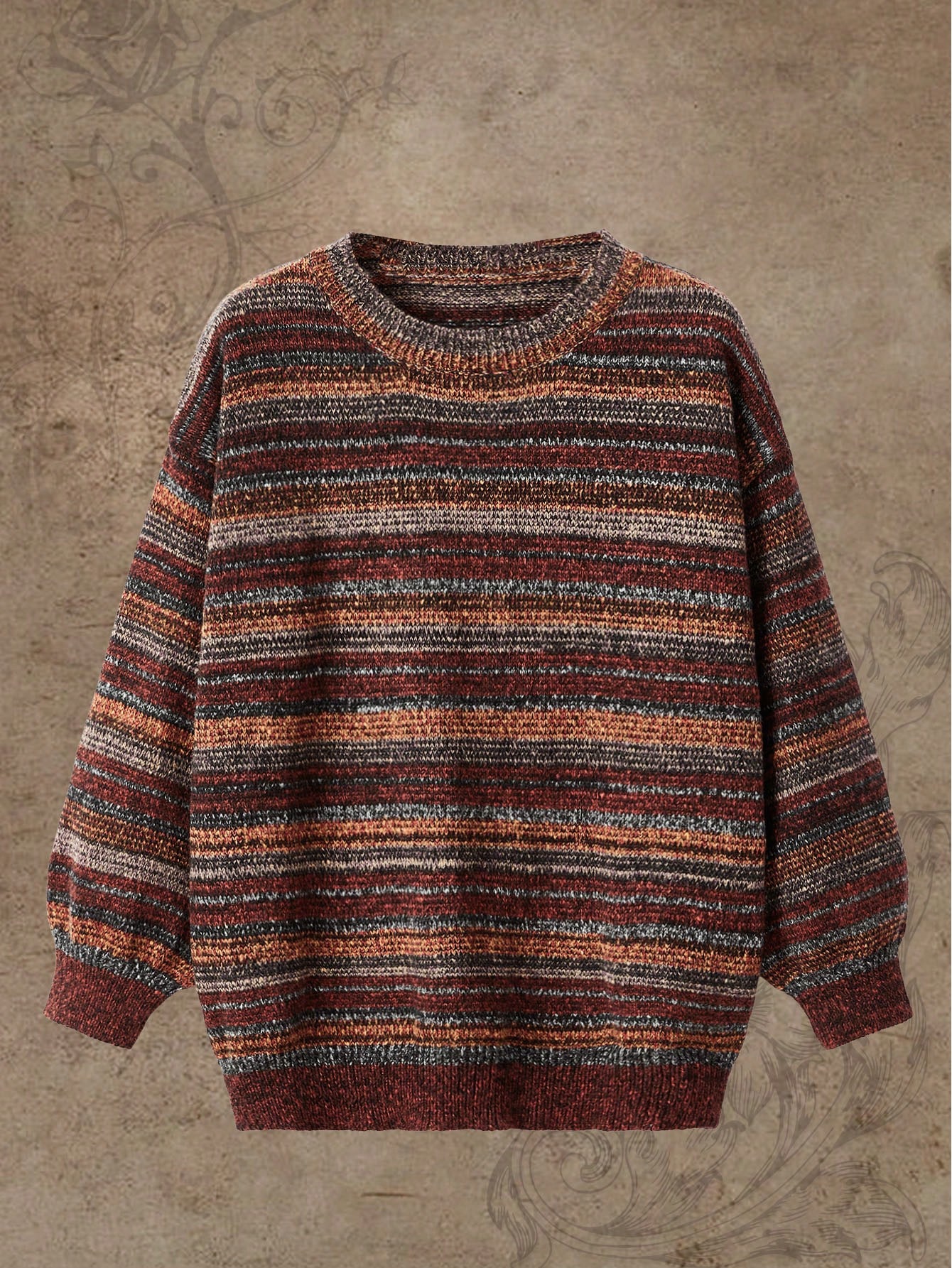 Fairycore Women's Round Neck Striped Ombre Pullover Sweater,Long Sleeve Tops